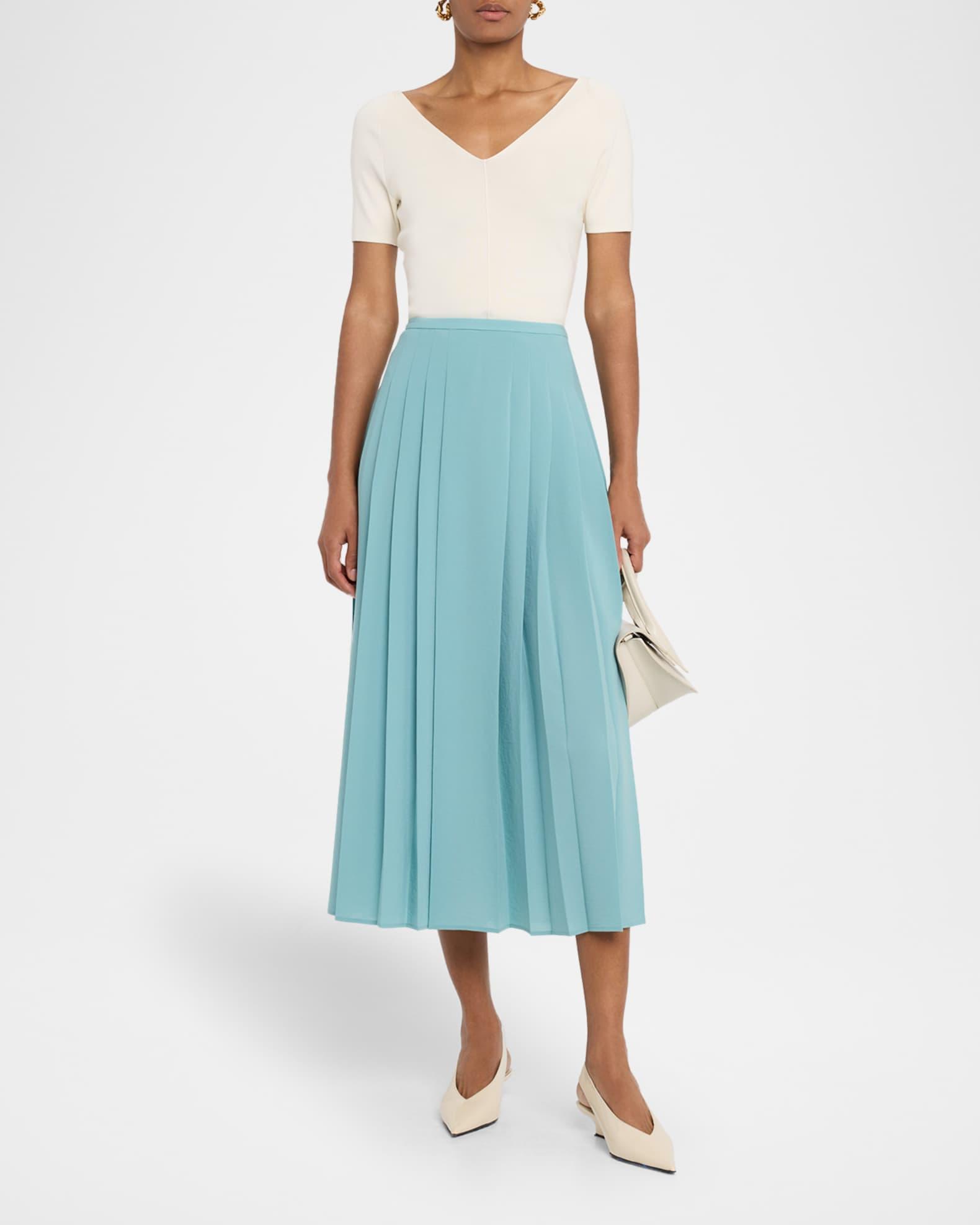 Crete Straight Pleated Midi Skirt Product Image