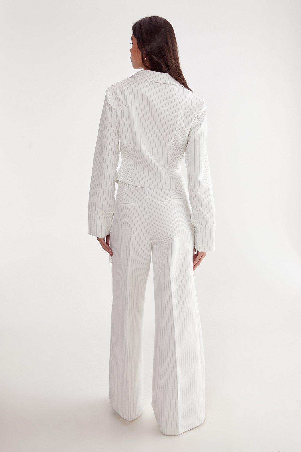 Tailored Cut Out Detail Pinstripe Trouser Product Image
