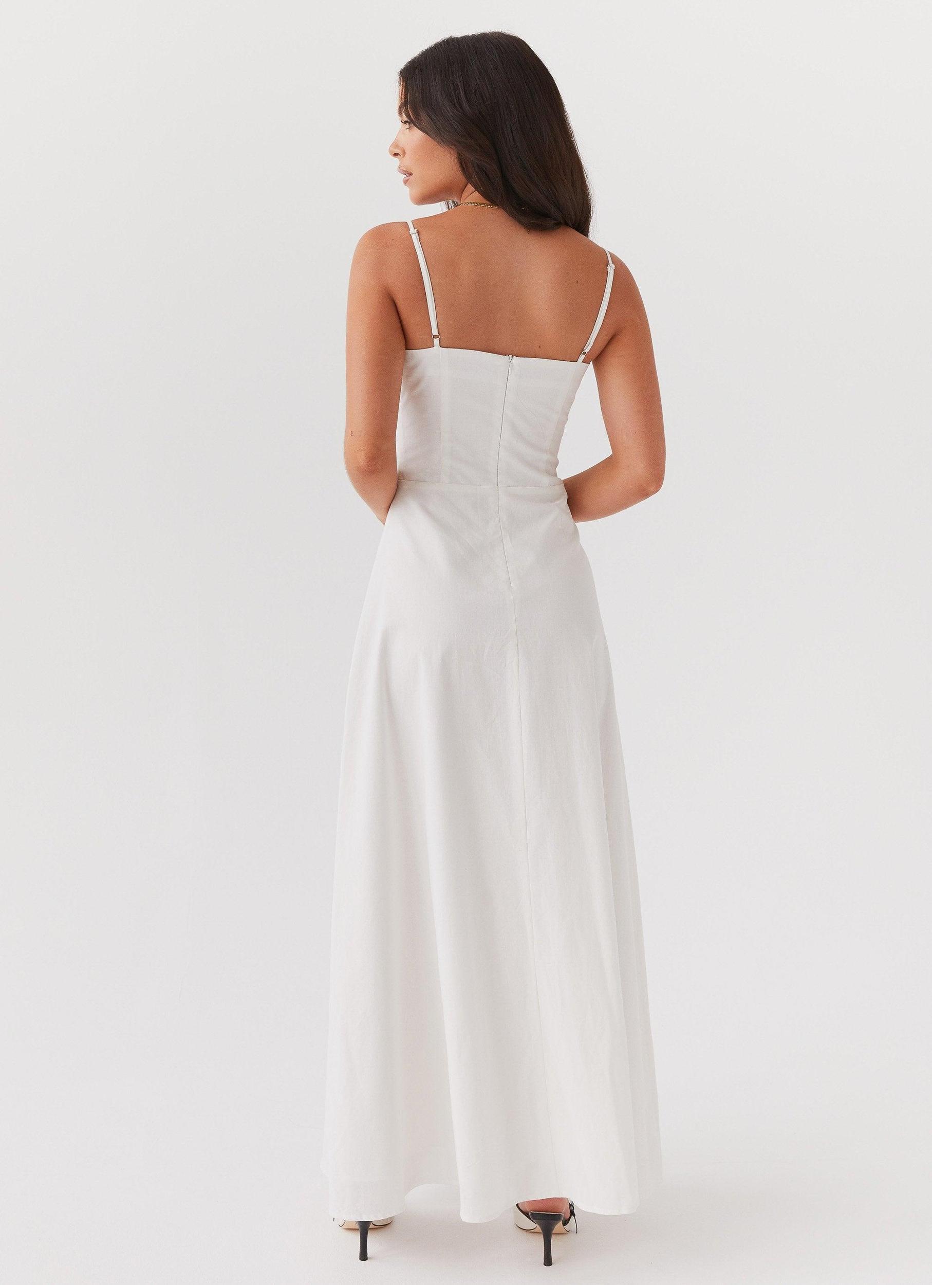 Angelina Linen Maxi Dress - White Product Image
