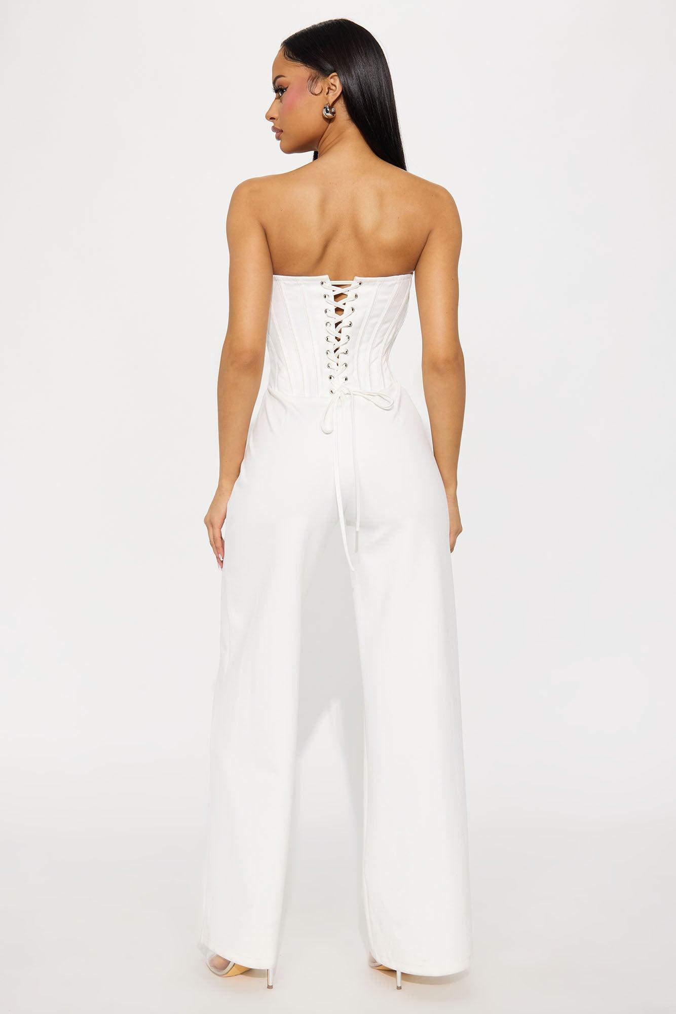 Spoken For Corset Jumpsuit - White Product Image