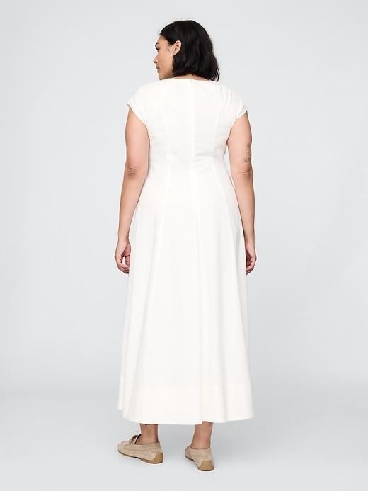 Linen-Blend Cap-Sleeve Maxi Dress Product Image