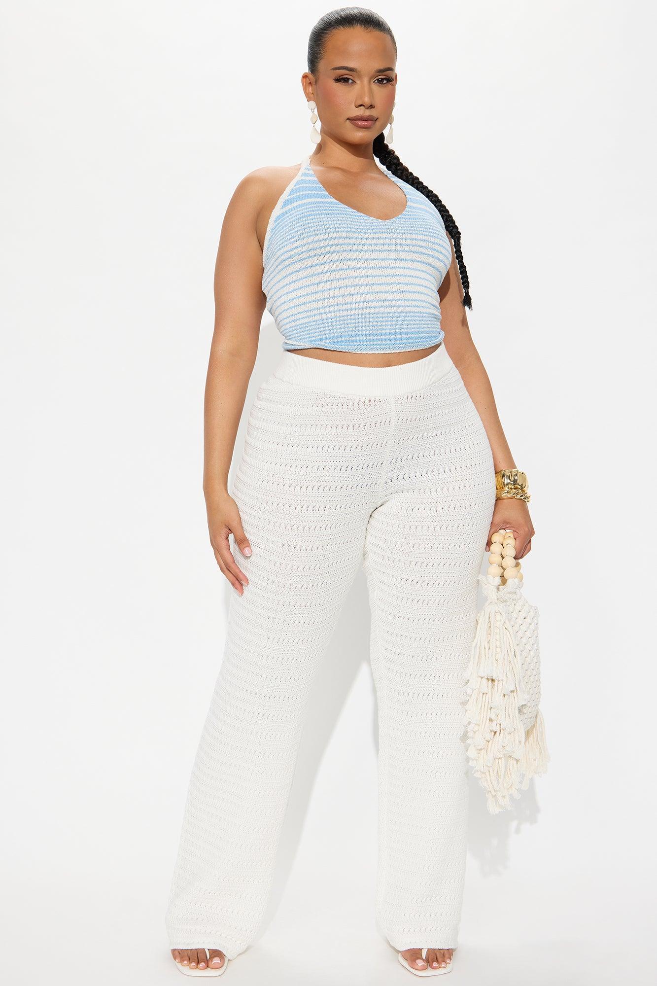 Live In Style Crochet Straight Leg Pant - White Product Image
