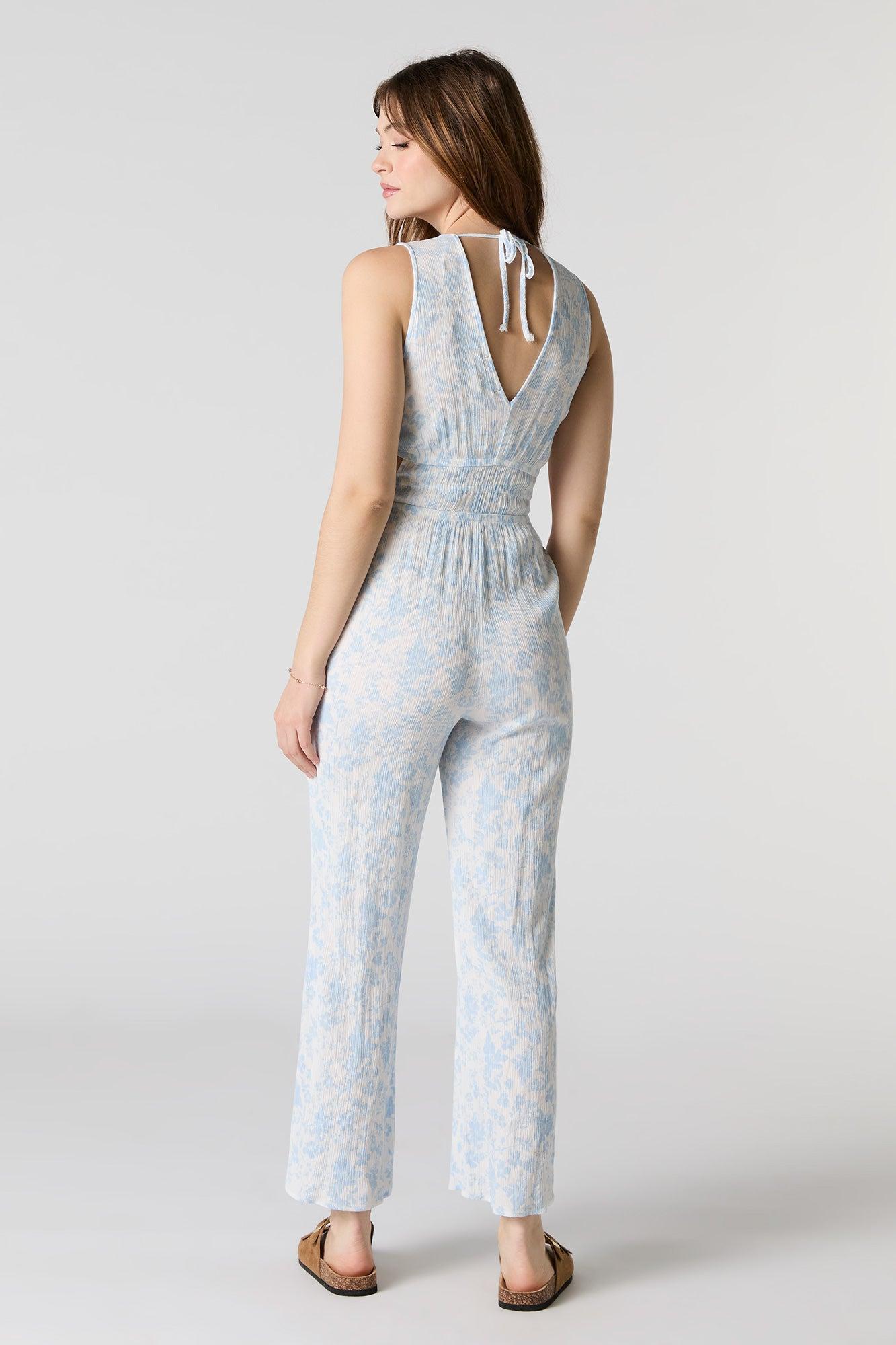 V-Neck Cut-Out Wide Leg Jumpsuit Female Product Image