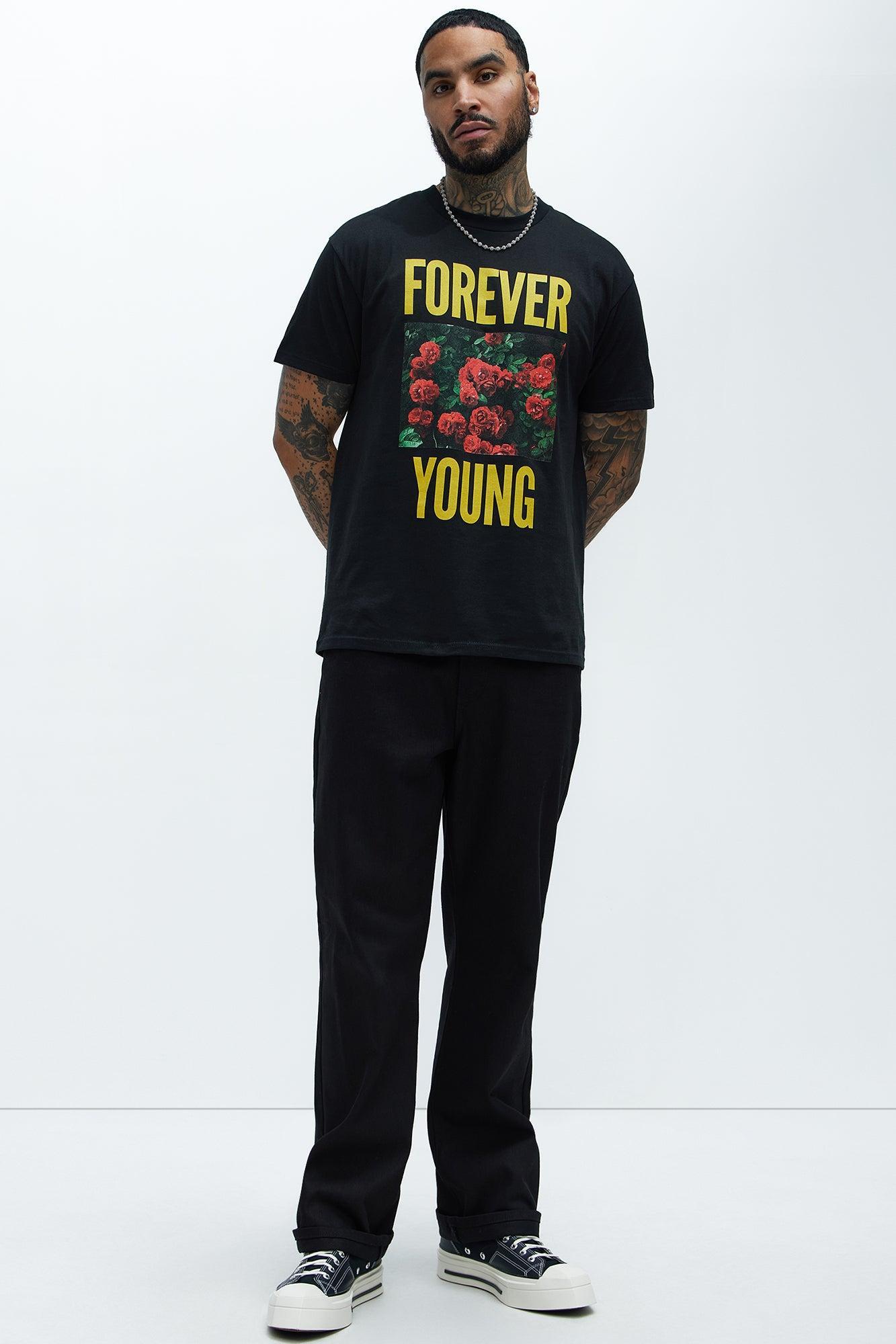 Forever Young Roses Short Sleeve Tee - Black Product Image