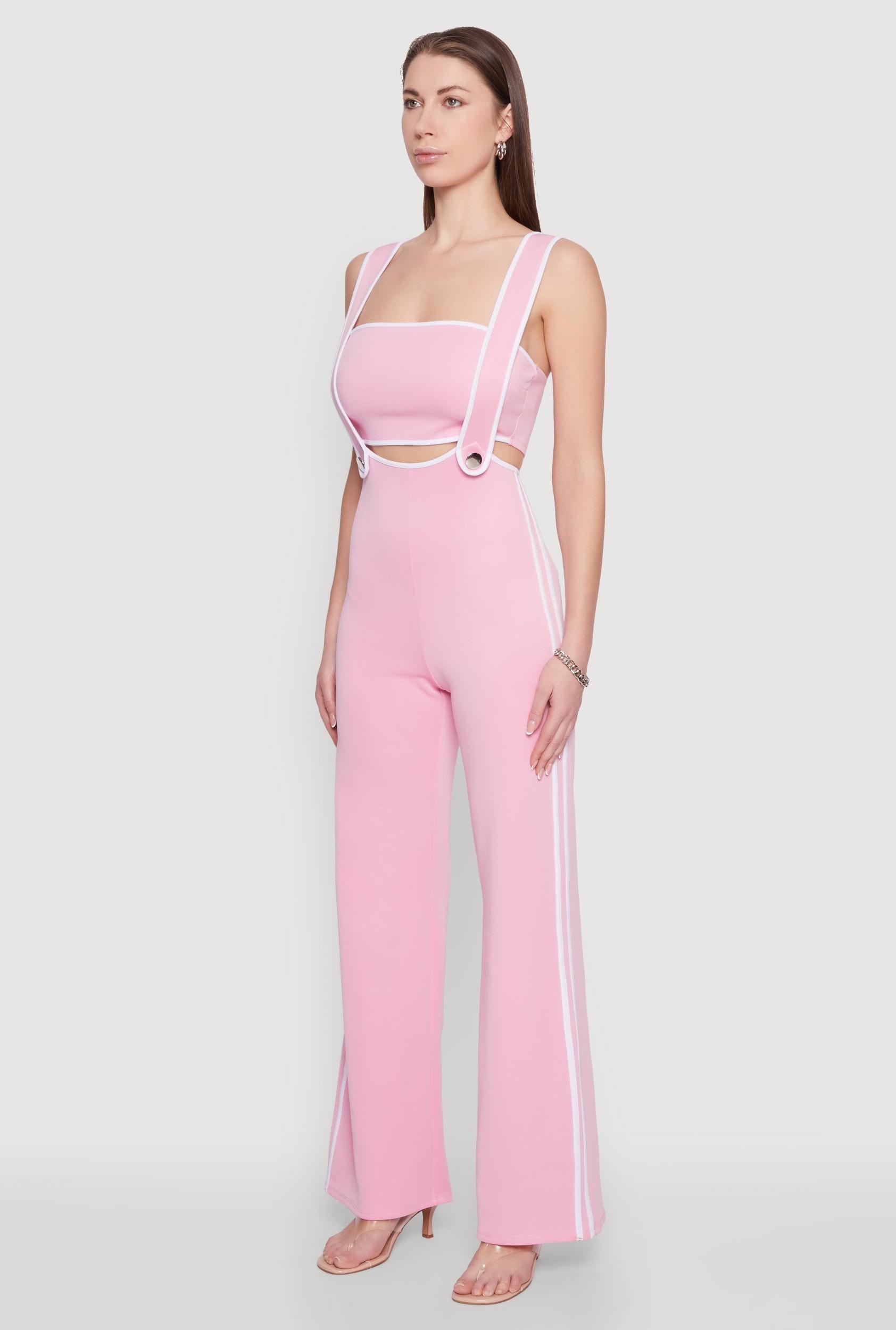 Womens Contrast Trim Suspender Pants with Bandeau Top Product Image
