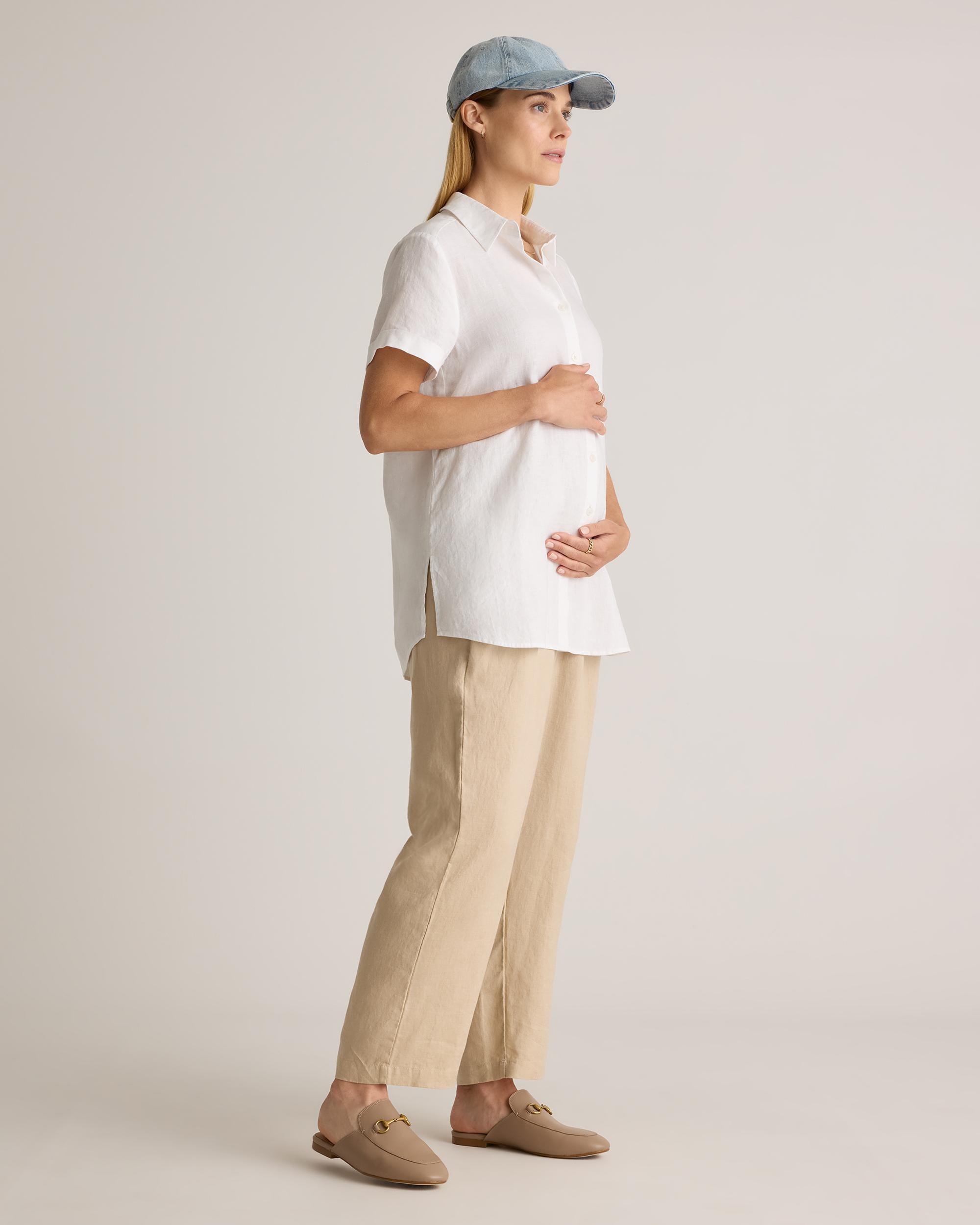 Quince | Women's 100% European Linen Maternity Camp Shirt Size XL Product Image
