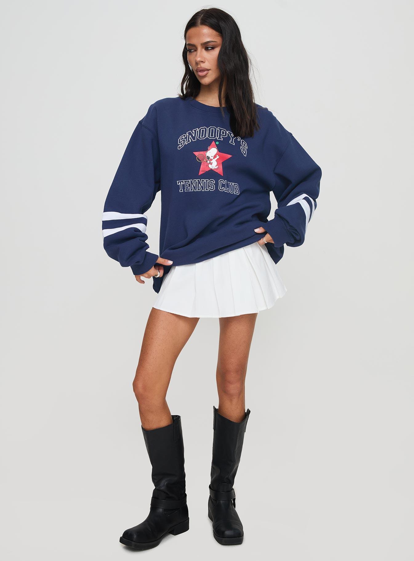 Snoopy Star Tennis Club Sweater Navy Product Image