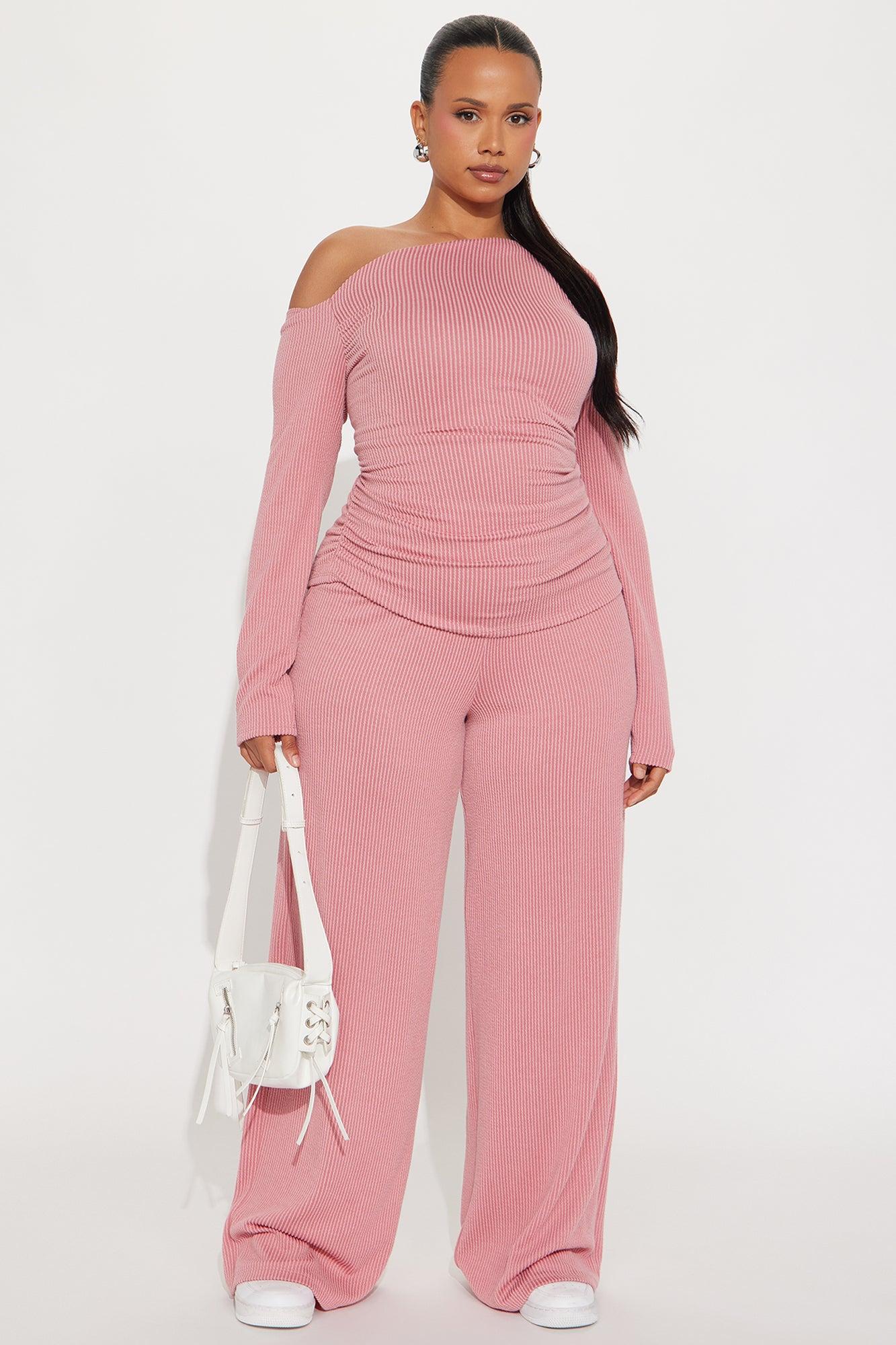 Jennifer Ribbed Pant Set - Rose Female Product Image