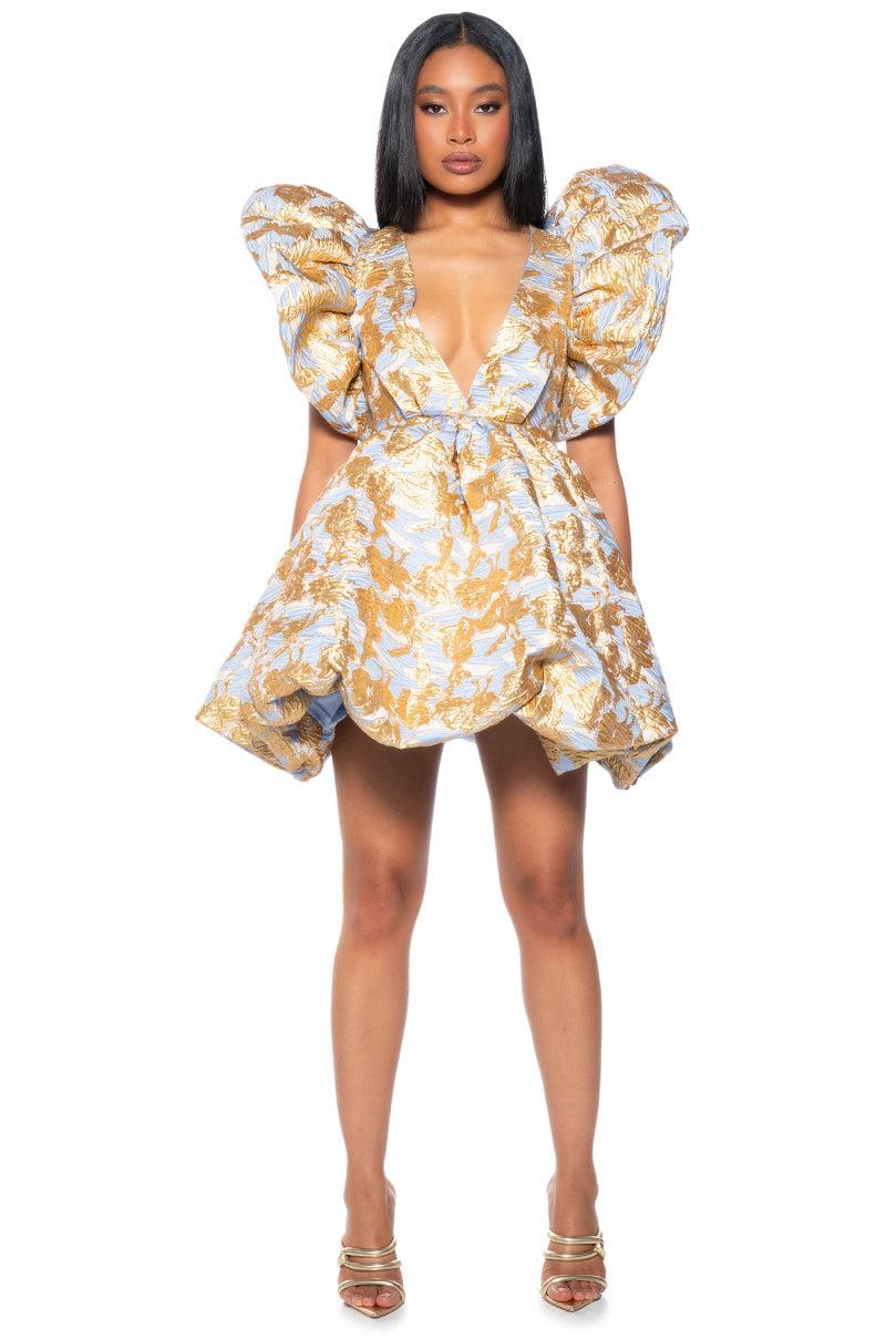 BELLE OF THE BALL BROCADE MINI DRESS Product Image