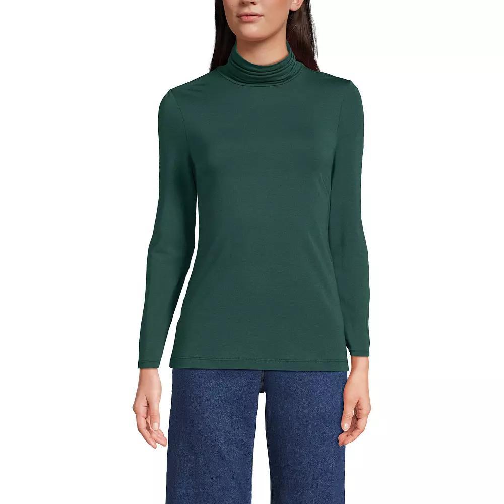 Petite Lands' End Lightweight Fitted Long Sleeve Turtleneck, Women's, Size: Small Petite, Estate Green Grey Product Image