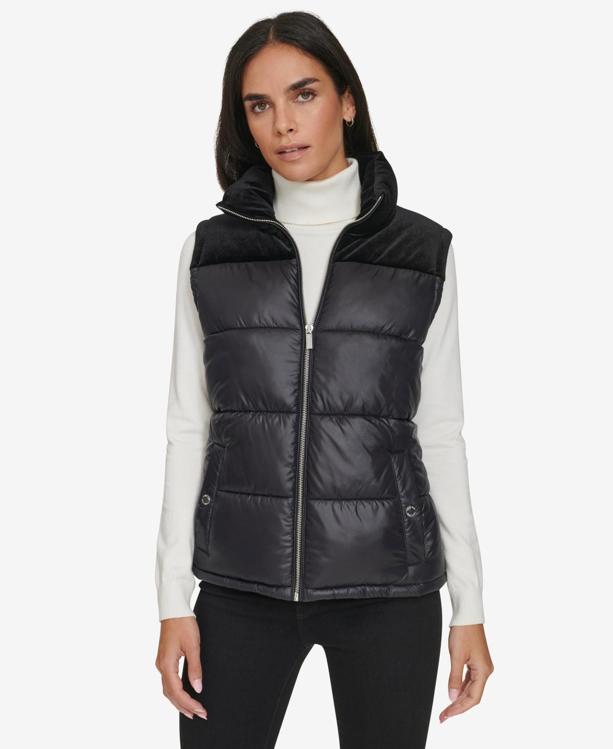 Calvin Klein Womens Velvet Trim Puffer Vest Product Image