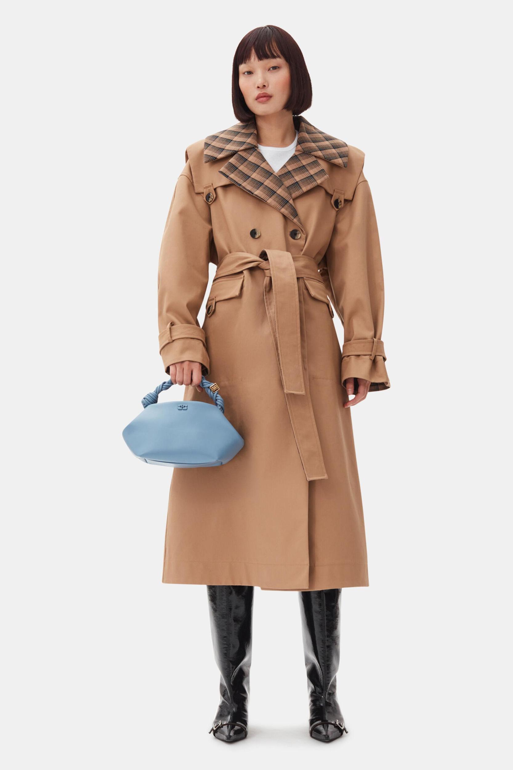 Brown Bonded Cotton Oversized Trench Coat Product Image
