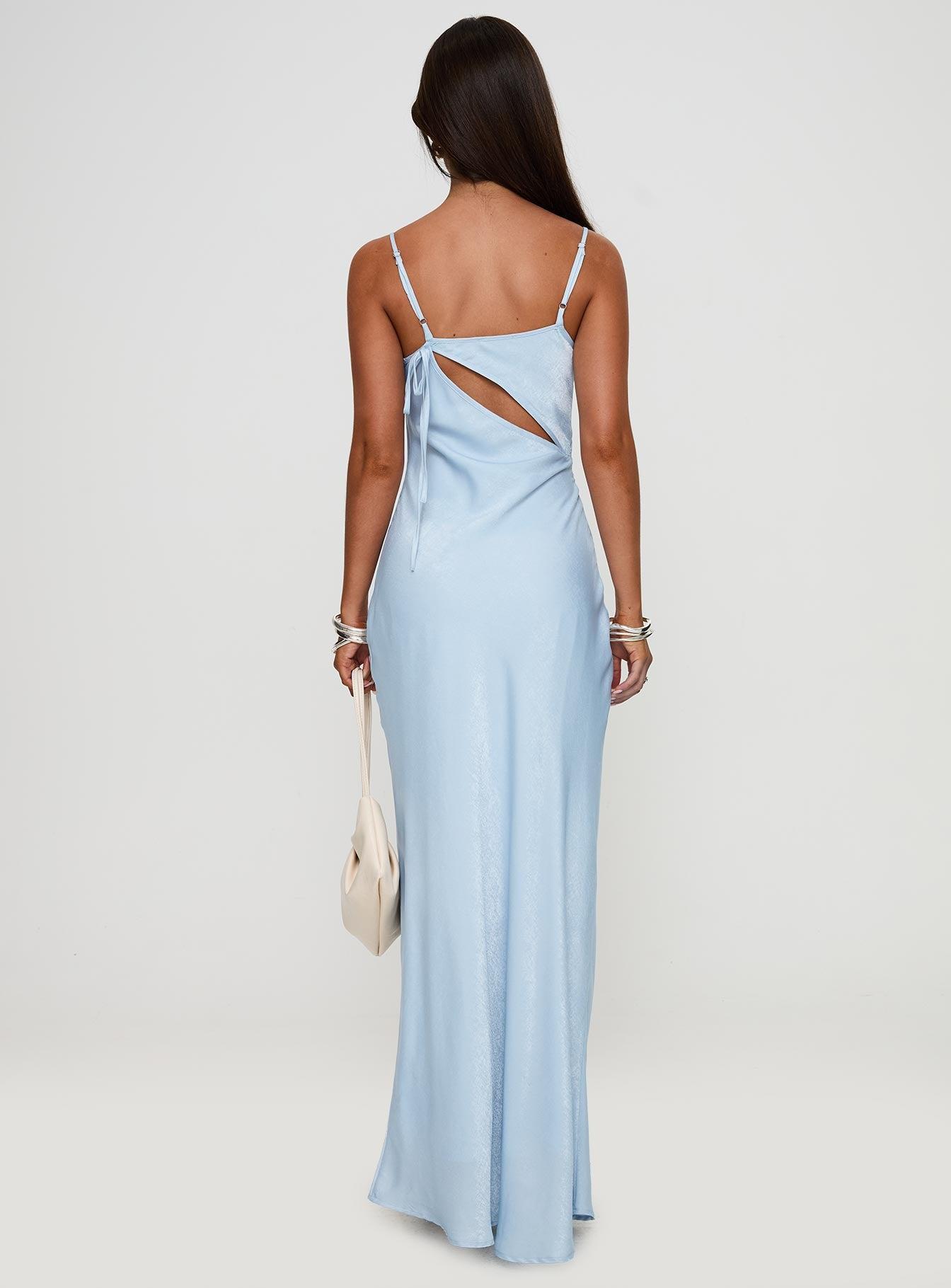 Linger Bias Cut Maxi Dress Blue Product Image