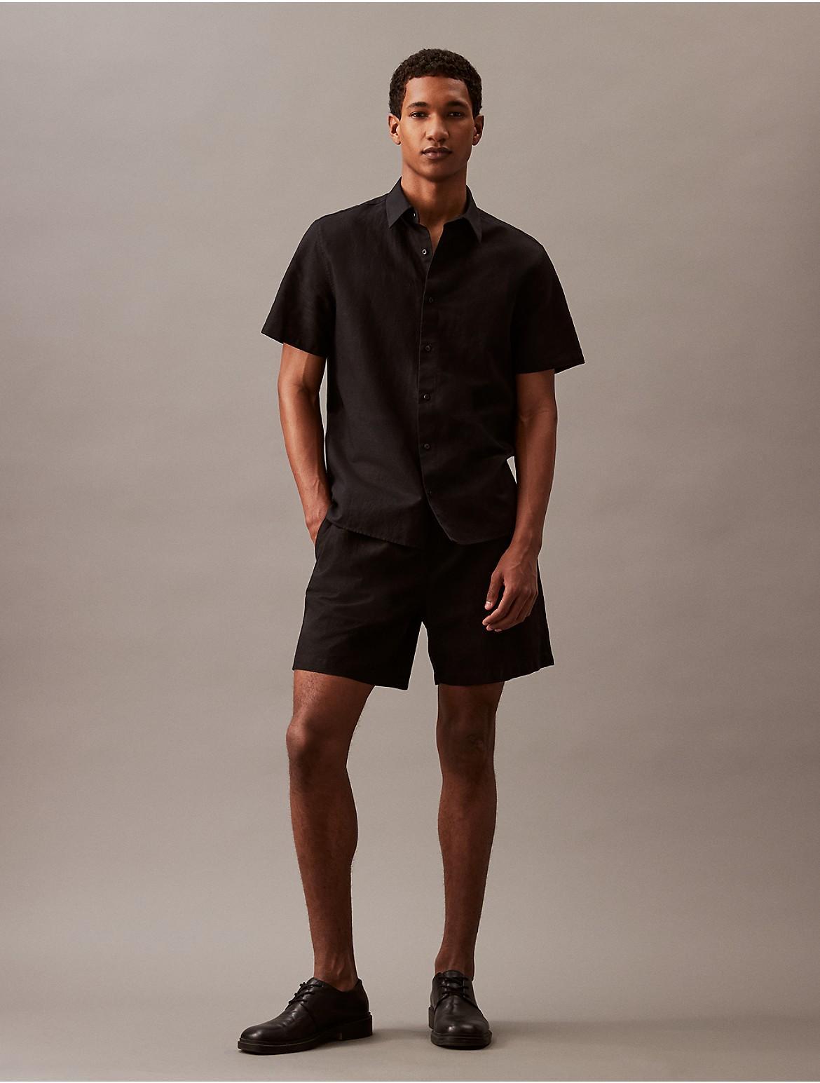 Calvin Klein Mens Linen Blend Pull-On Shorts - Brown - XS Product Image