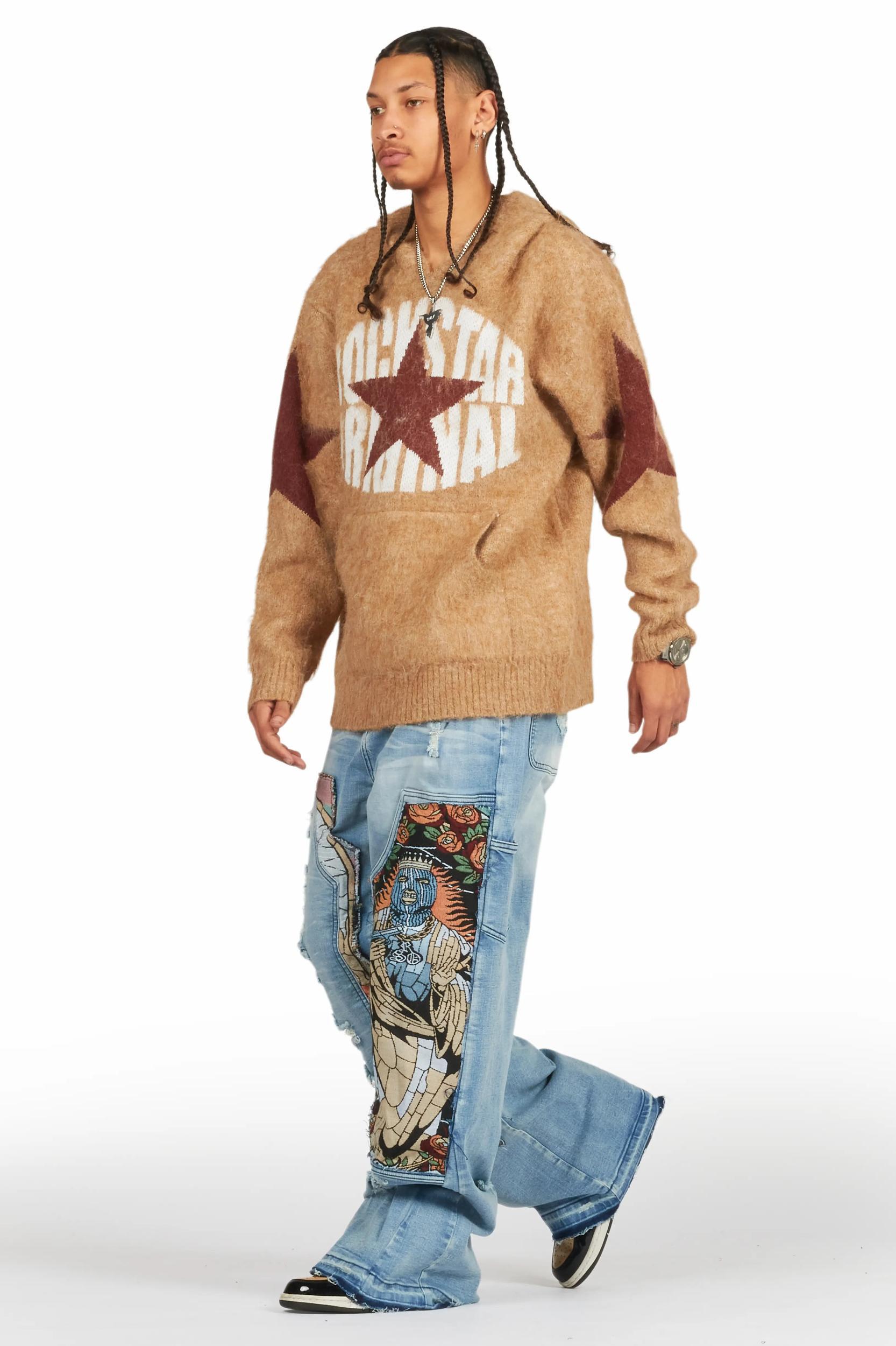 Nasheaka Brown Graphic Mohair Hoodie Female Product Image