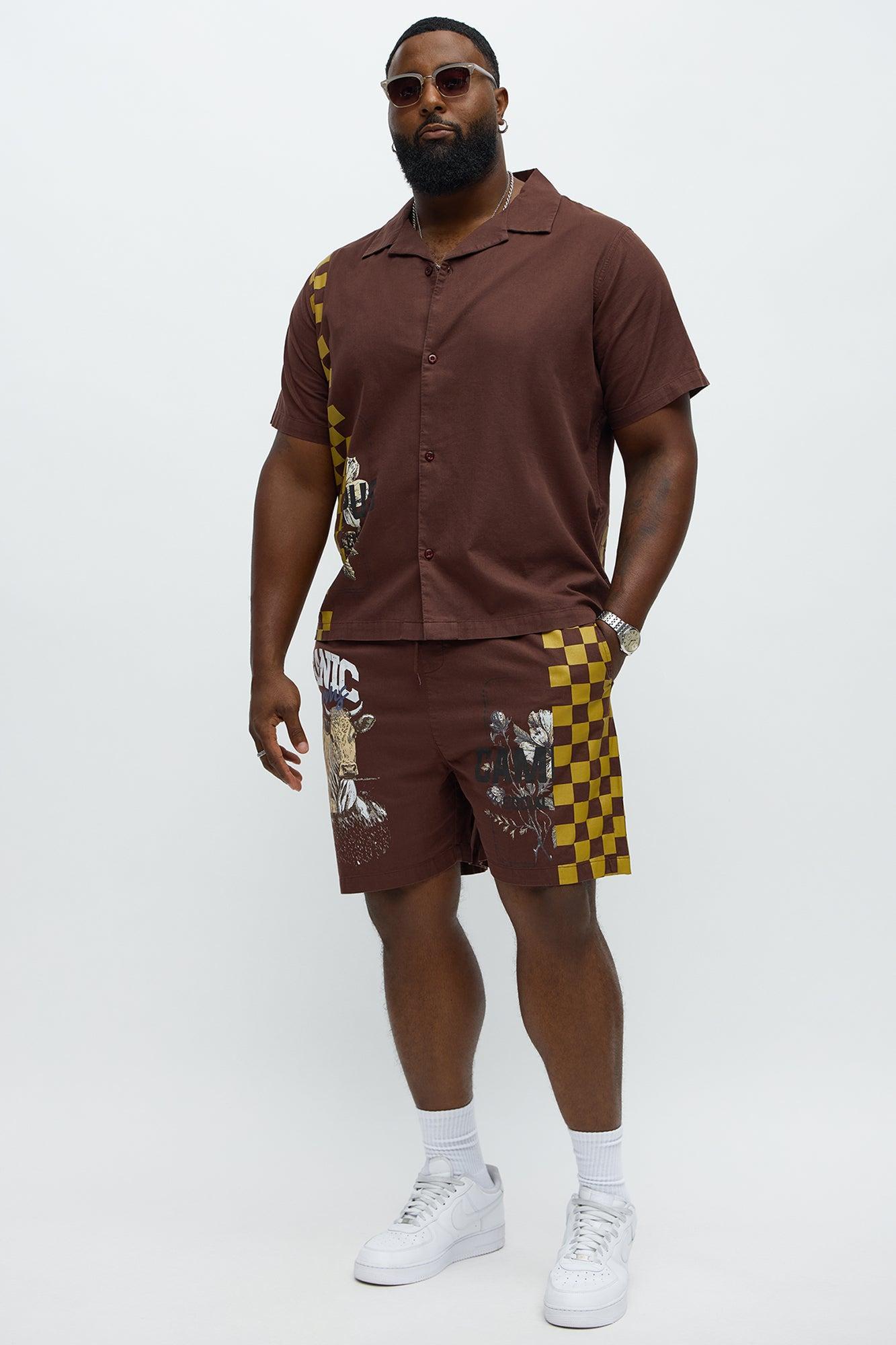 Groves Short Sleeve Button Up Shirt - Dark Brown Male Product Image