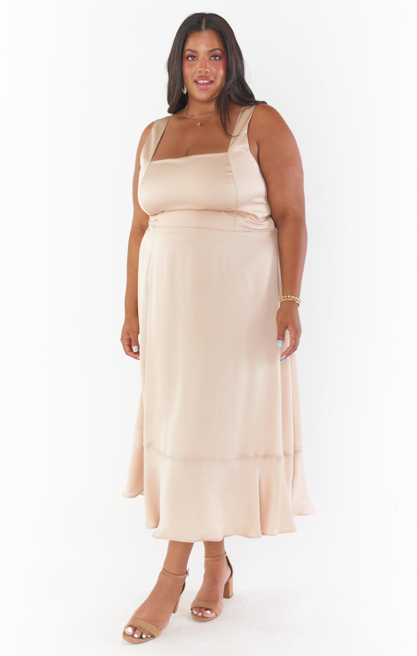 Claire Midi Dress ~ Champagne Luxe Satin Product Image