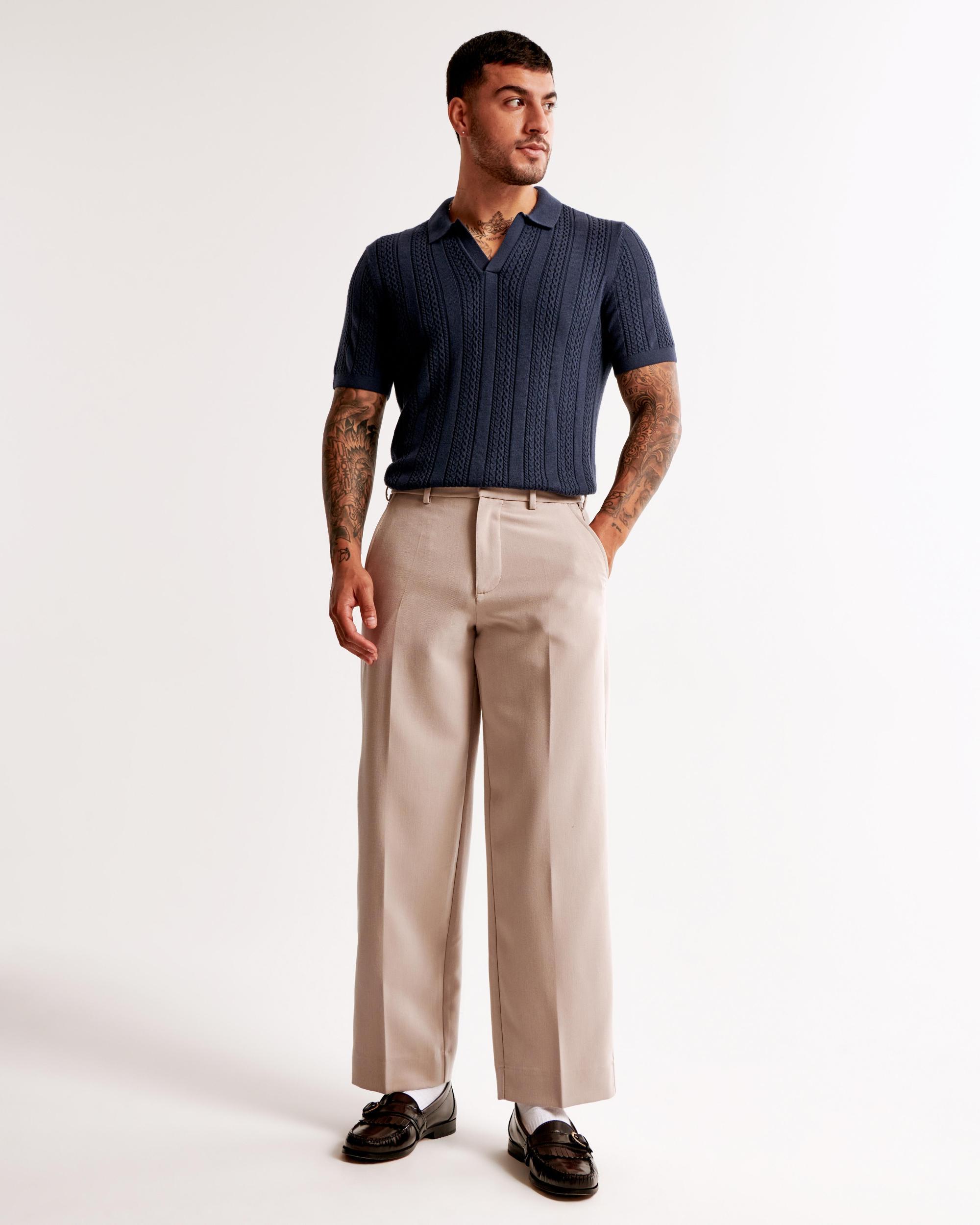 Cable Stitch Johnny Collar Sweater Polo Product Image