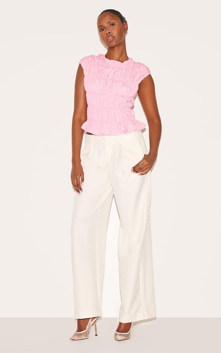 Pink Shirred Boatneck Fitted Top Product Image