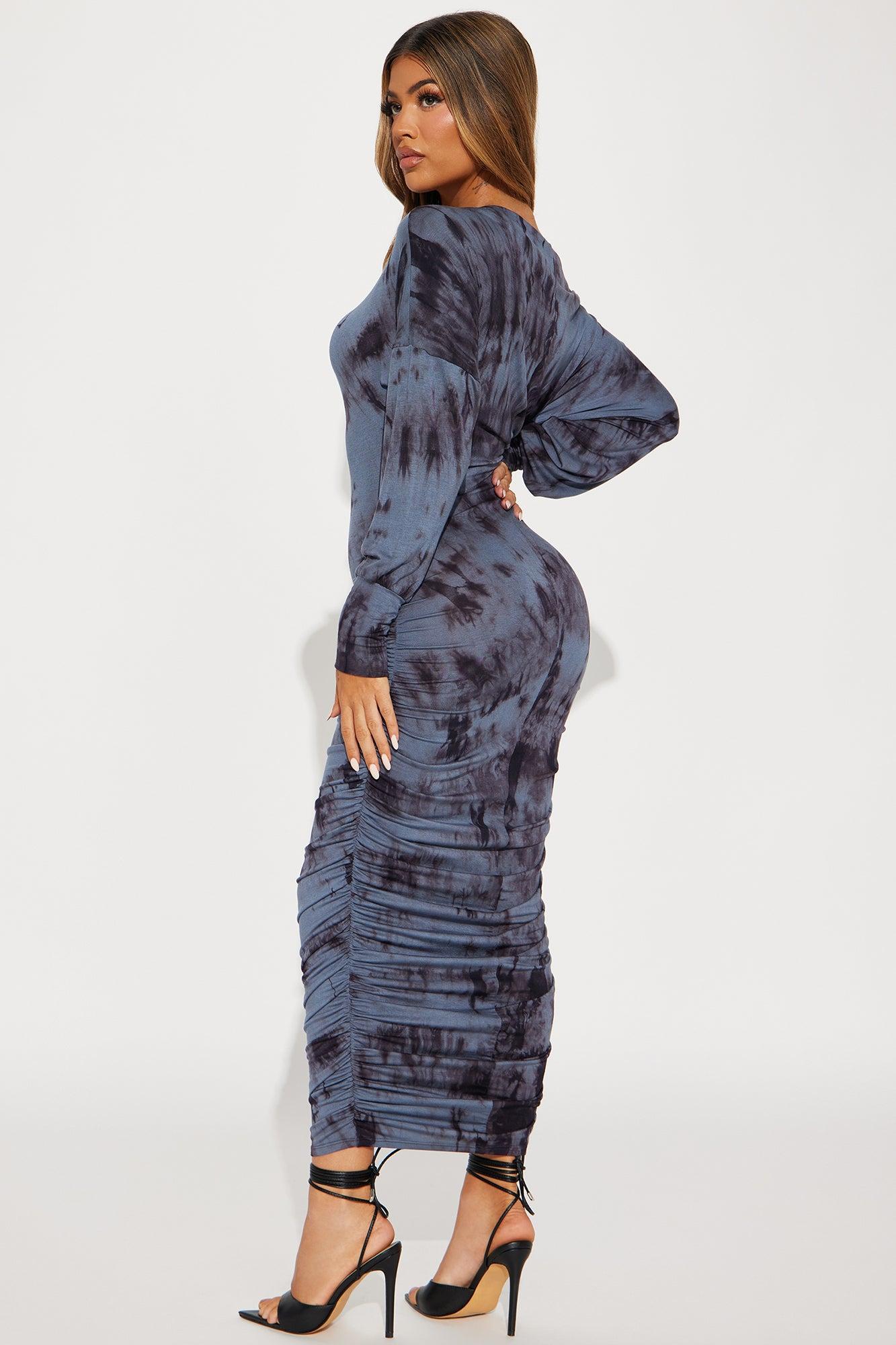 Hailey One Shoulder Midi Dress - Denim Product Image