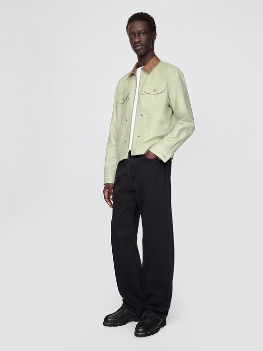 Linen-Cotton Trucker Jacket Product Image