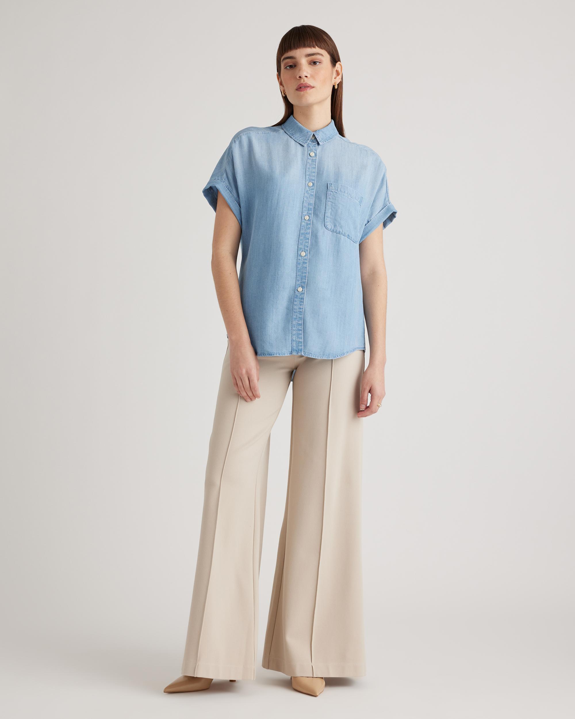Quince | Women's Chambray Tencel Short Sleeve Shirt Product Image