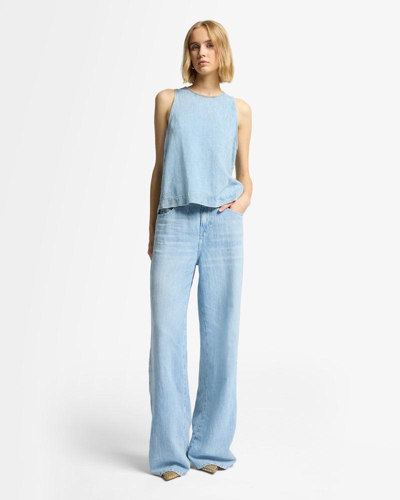 Indigo Linen Sleeveless Top Product Image