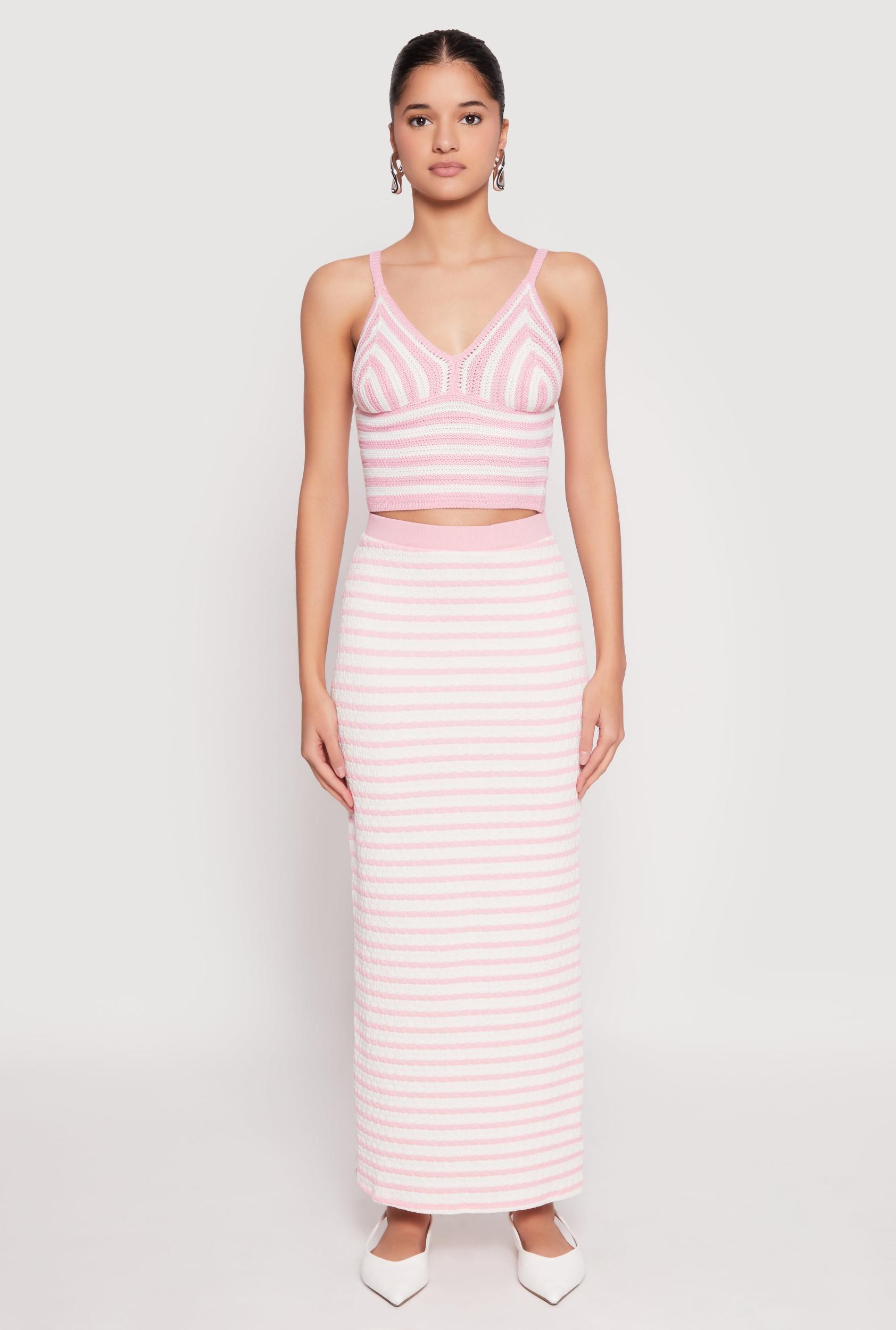 Womens Crochet Striped Crop Top Product Image