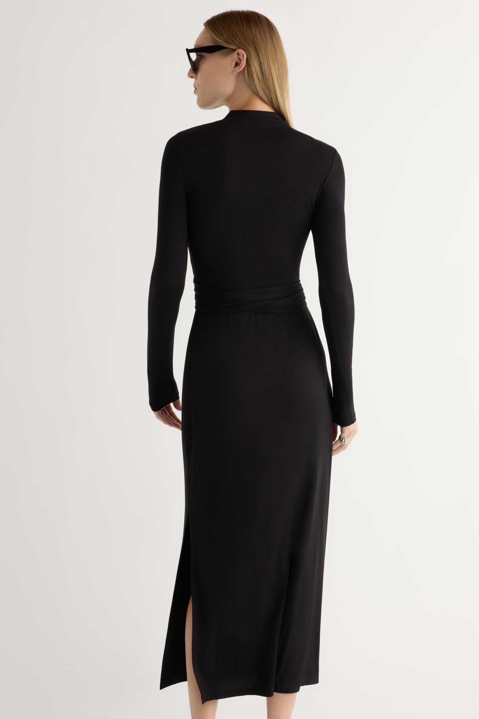 Vero Tie-Front Long-Sleeve Dress Product Image