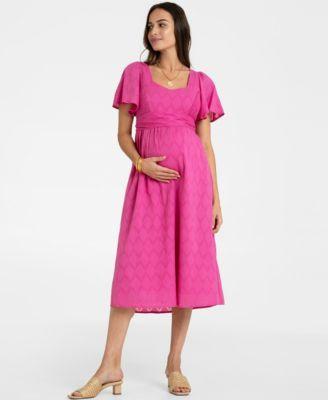 Seraphine Womens Maternity Cotton Broderie Maternity and Nursing Dress Product Image
