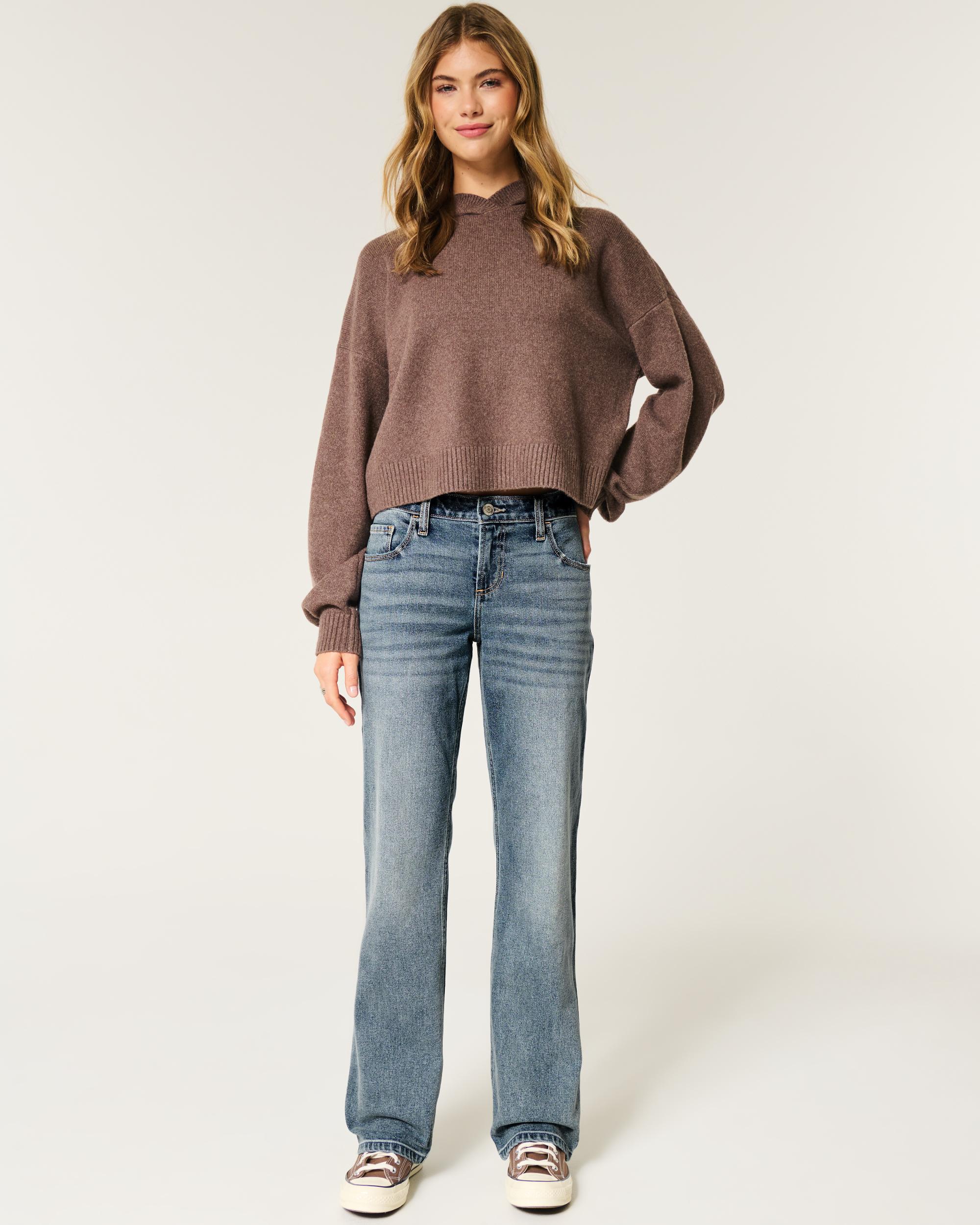 Low-Rise Medium Wash Relaxed Straight Jeans Product Image
