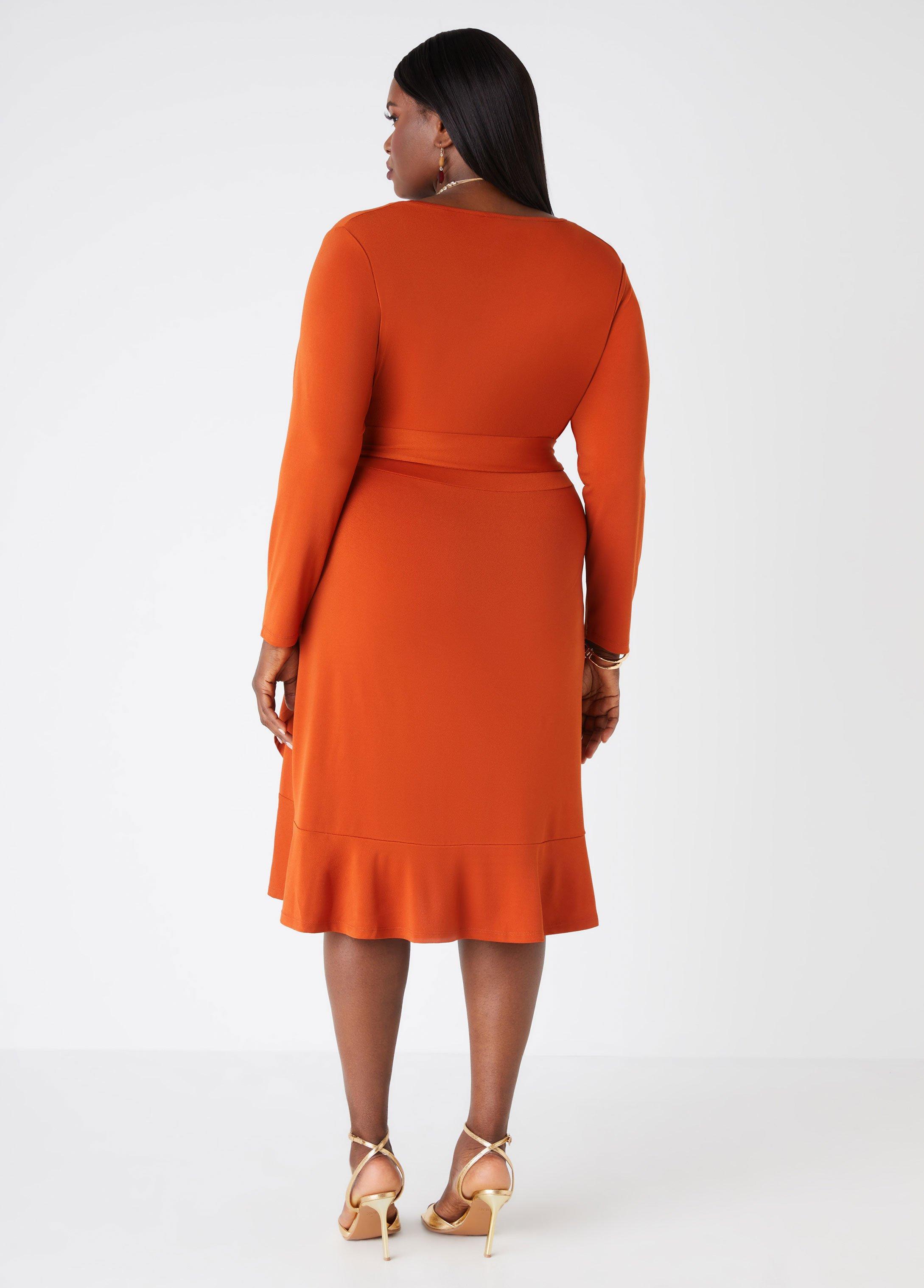 Flounced Faux Wrap Dress Product Image