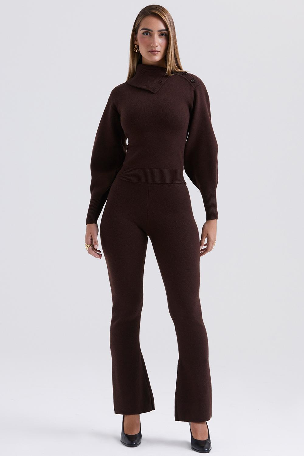 Adelita Chocolate Cashmere Blend Sweater Product Image