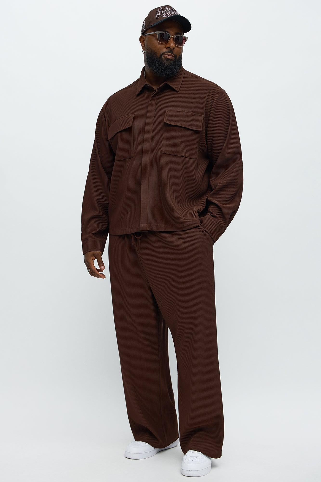 Show Up Baggy Elastic Waist Pant - Brown Product Image