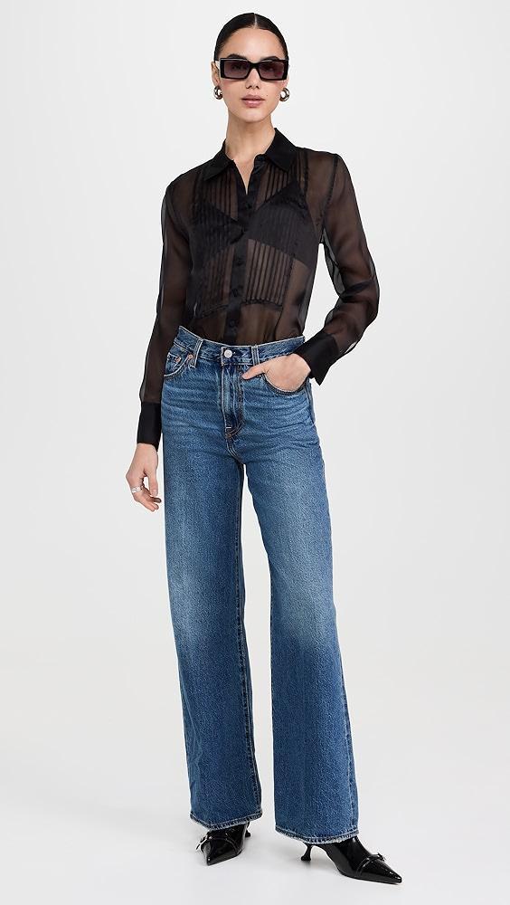 L'AGENCE Divya Pintuck Tux Shirt | Shopbop Product Image