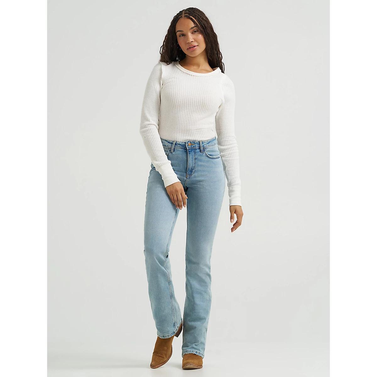 Women's Wrangler® High Rise Bold Boot Jean in Light Wash Product Image