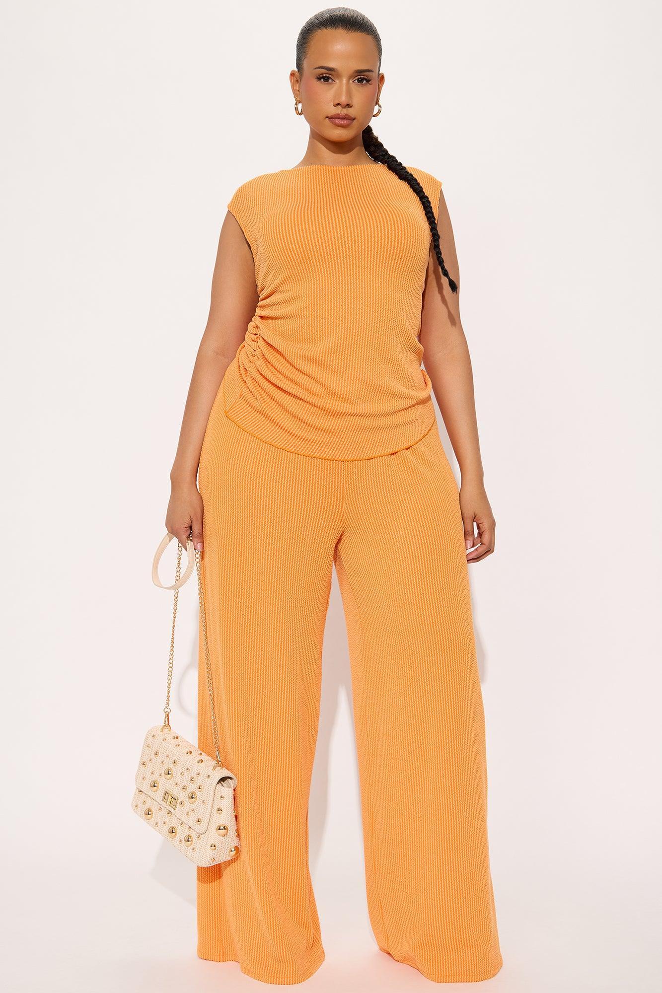 Amaya Ribbed Pant Set - Orange Product Image