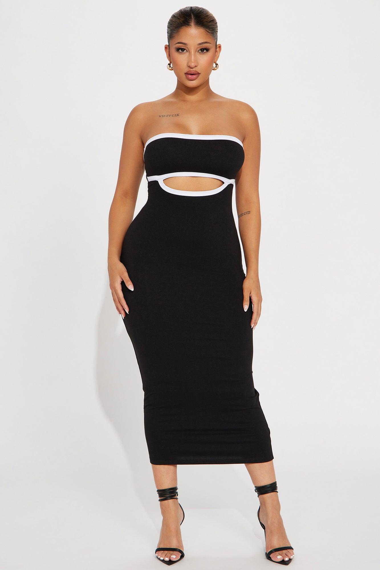 Madison Cut Out Midi Dress - Black/White Product Image