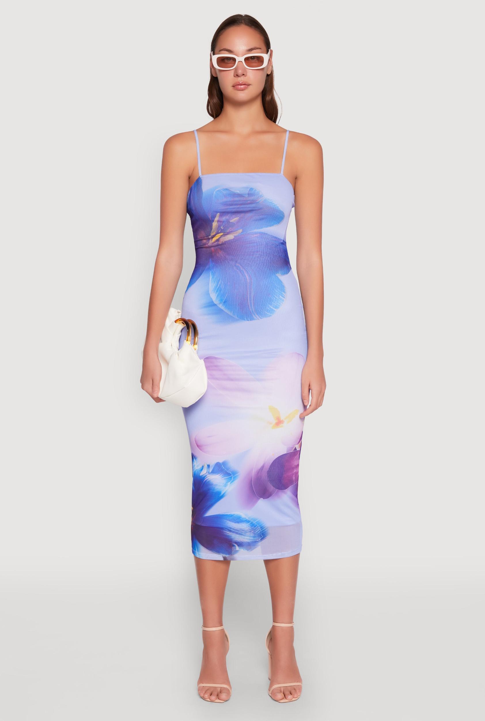 Womens Almost Famous Floral Print Mesh Dress Product Image
