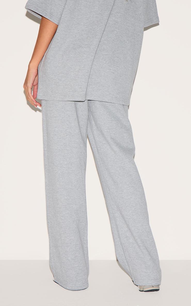 Grey Jersey Mid Rise Wide Leg Pants Product Image