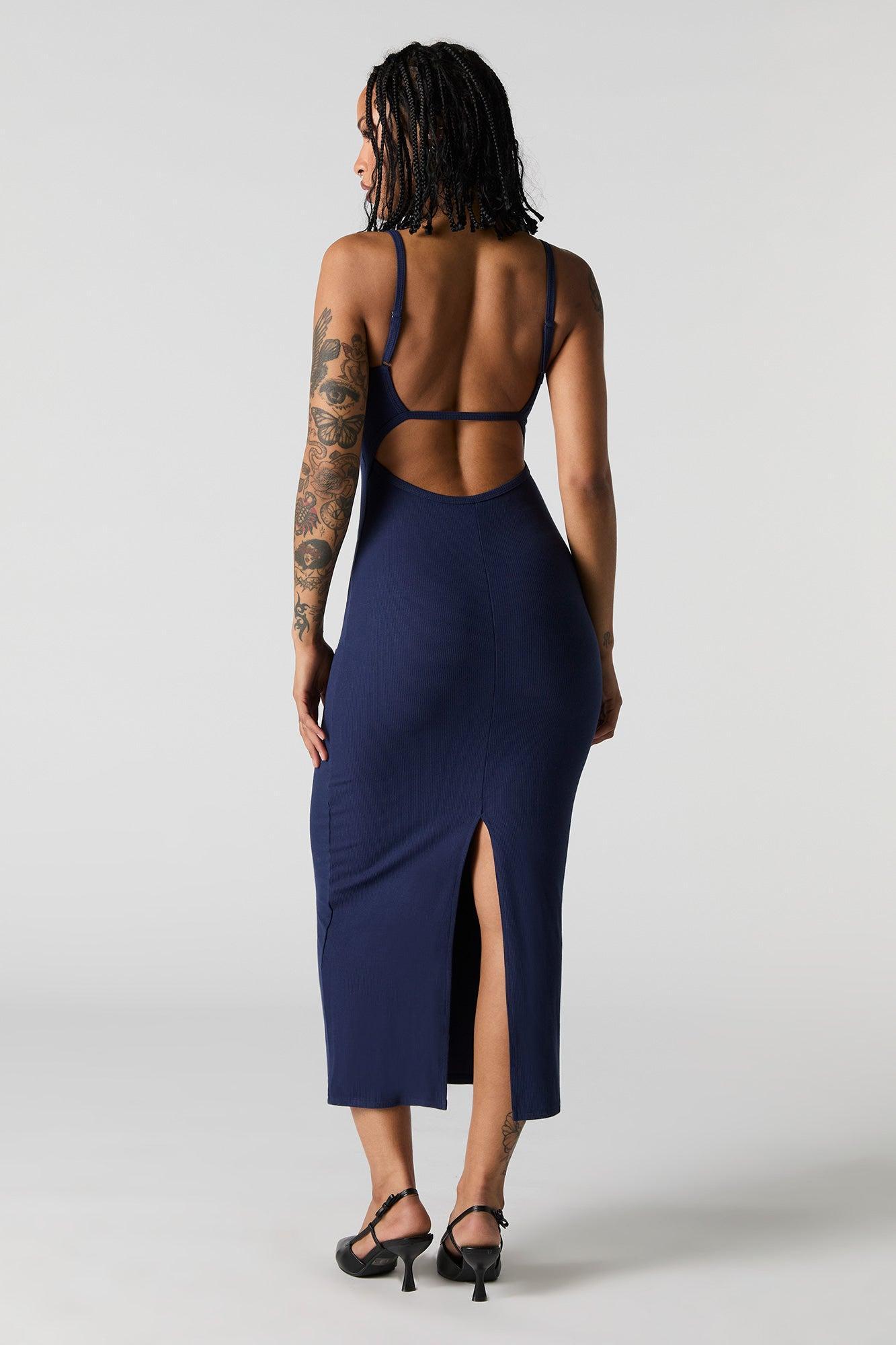 Ribbed Back Cut-Out Midi Dress Female Product Image