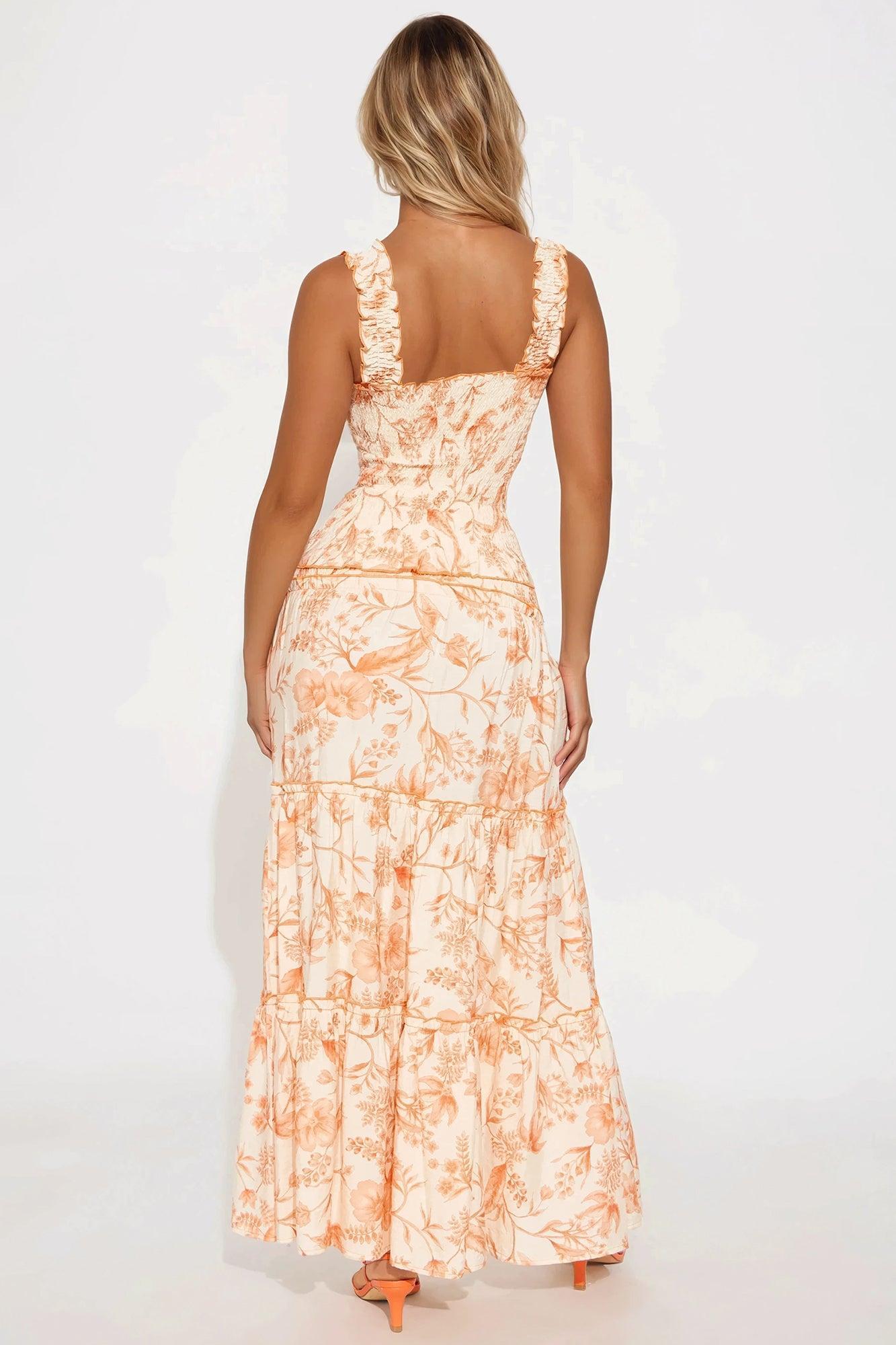 Eternal Bloom Maxi Skirt Set - Orange/combo Product Image