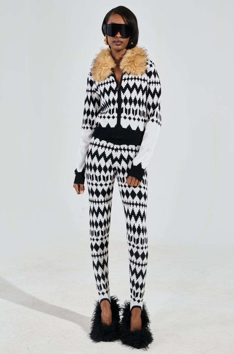 APRES SKI BADDIE FUR TRIM ZIP UP SWEATER Product Image