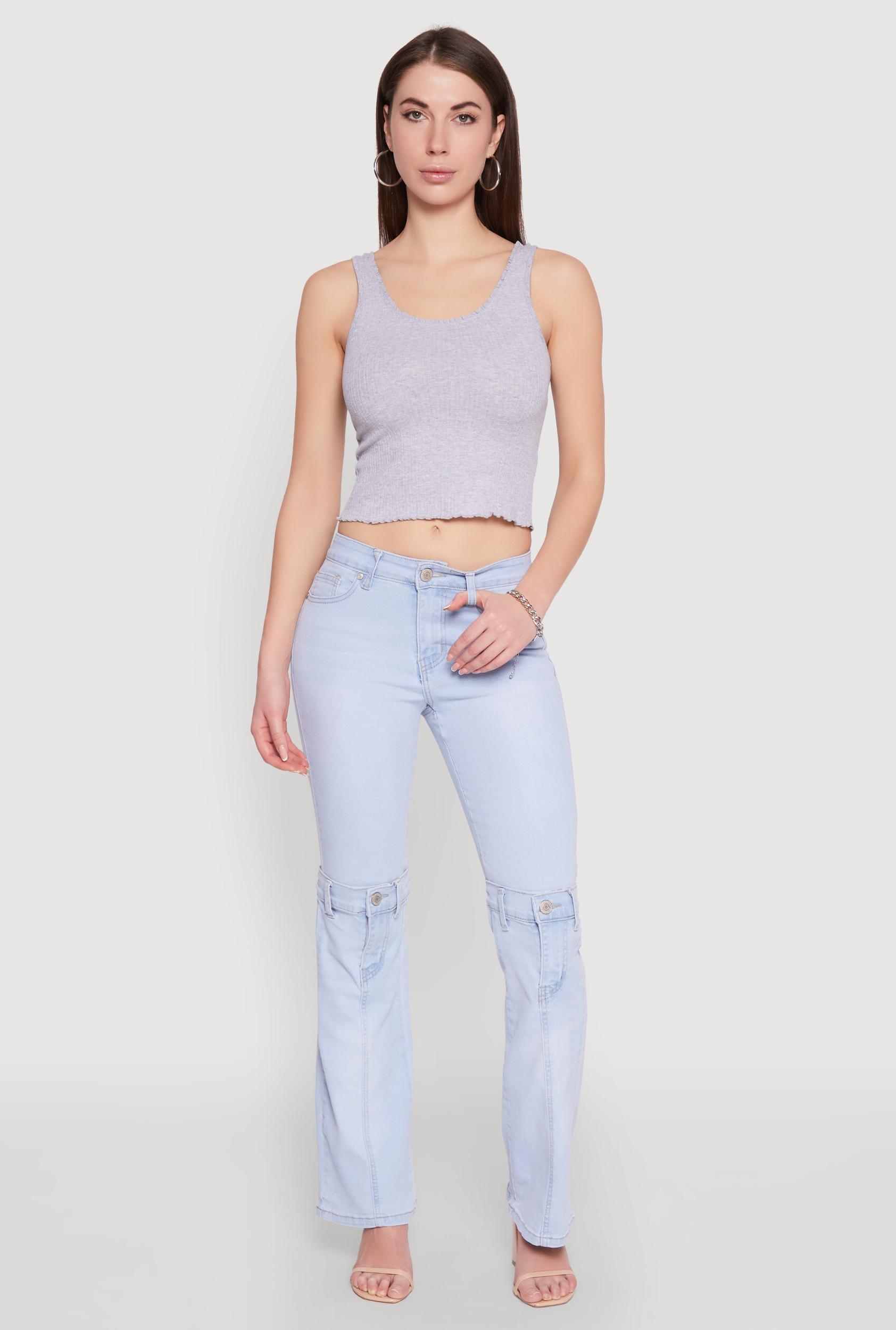 Womens Crochet Trim Rib Knit Tank Top Product Image