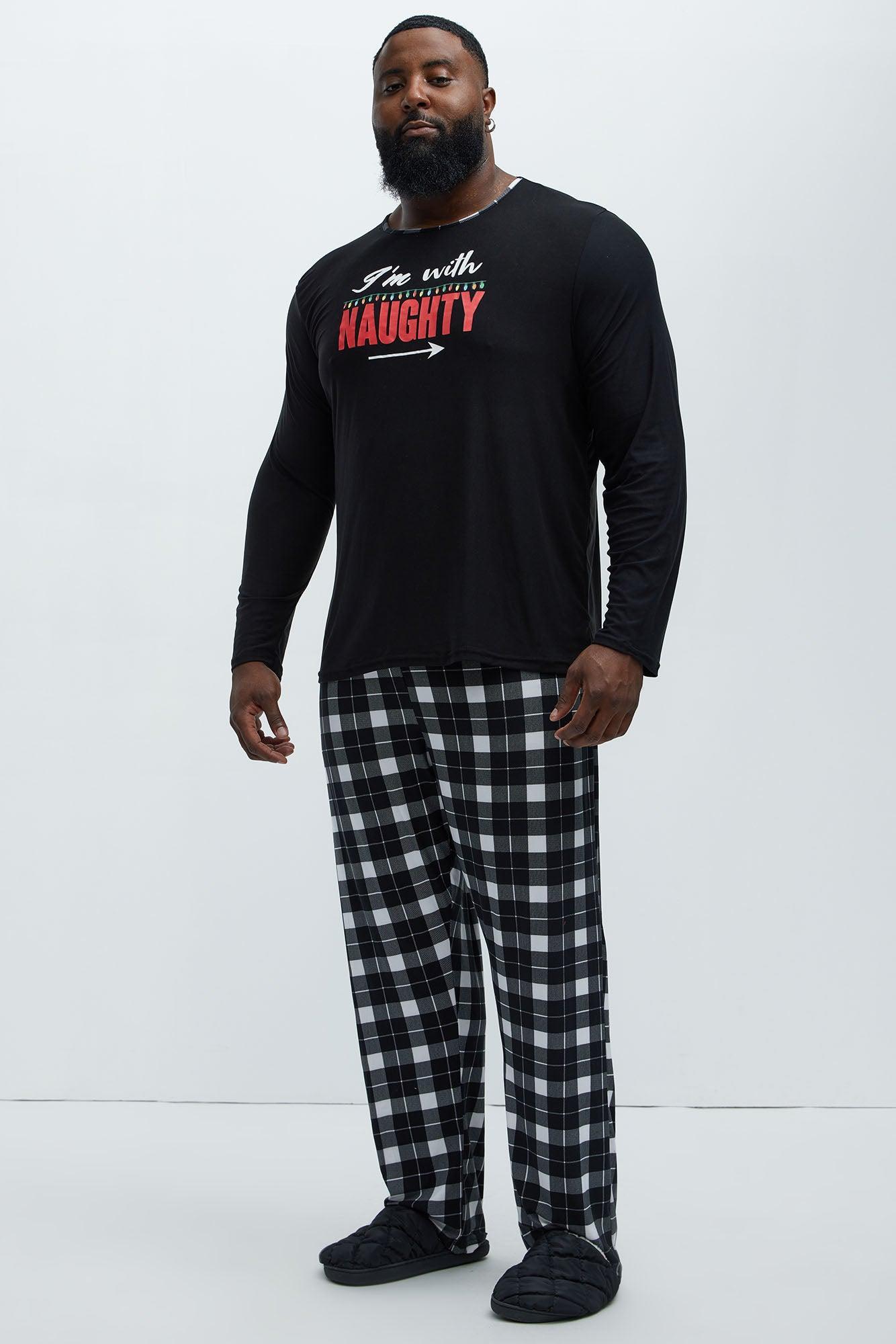 I'm With Naughty Christmas Holiday PJ Set - Black Product Image