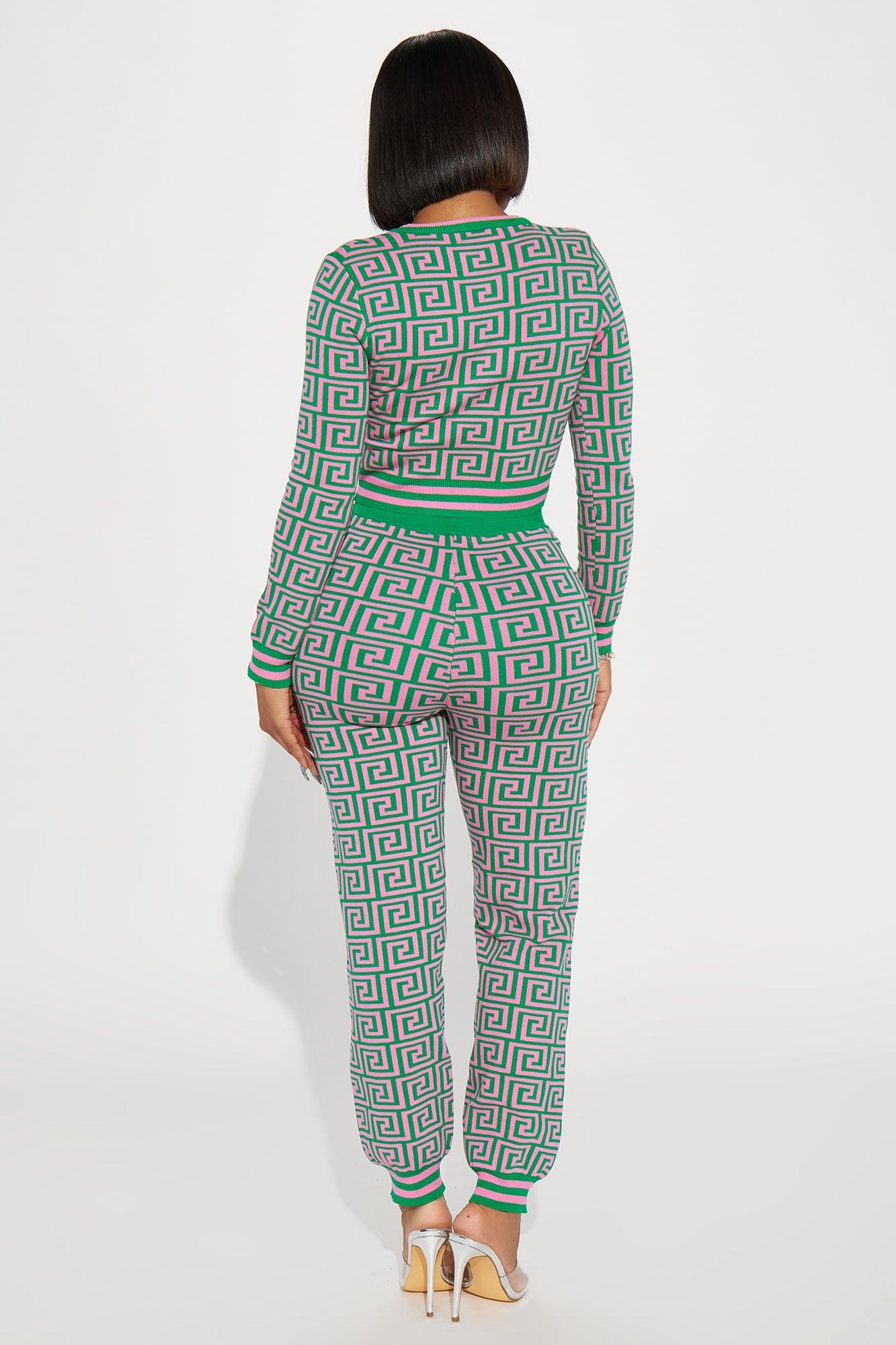 Farrah Sweater Pant Set - Green/combo Product Image