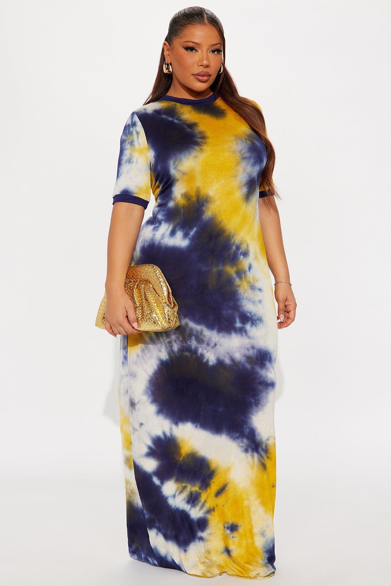 Breezy Tie Dye Maxi Dress - Navy/combo Product Image