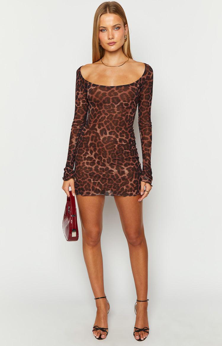 Kitta Leopard Print Long Sleeve Mini Dress Girls Product Image