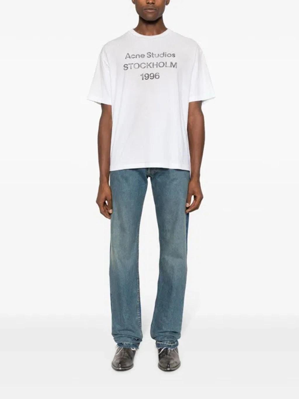 ACNE STUDIOS Gray Printed T-shirt In Dusty White Product Image