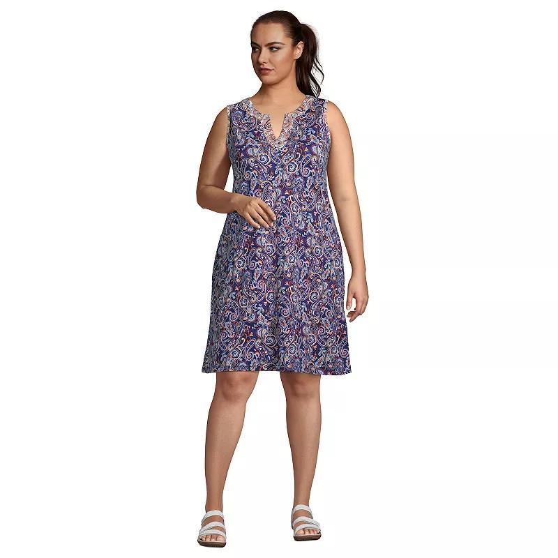 Plus Size Lands End Splitneck Swim Cover-Up Dress, Womens Product Image